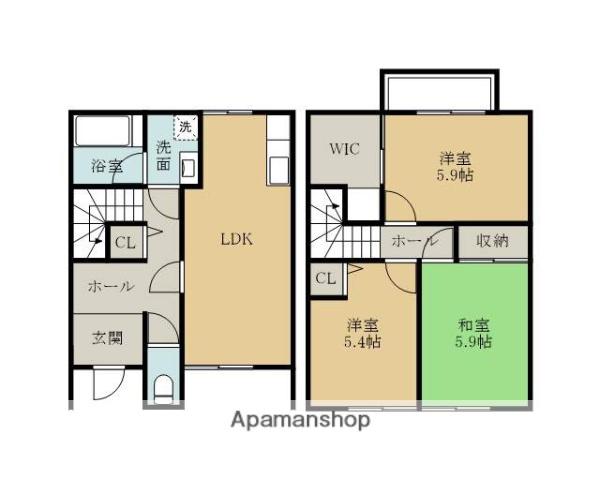 フジパレス忠岡Ｂ棟(3LDK)の間取り写真
