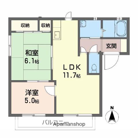 ポンテ・ピエール 2(2LDK/1階)の間取り写真