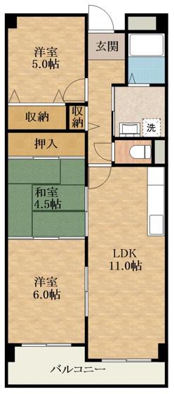 フローラル岸和田(3LDK/7階)の間取り写真