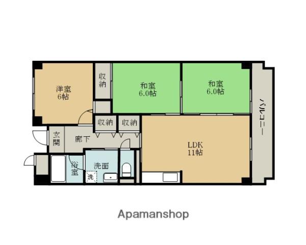 ヴィラコスモス(3LDK/7階)の間取り写真