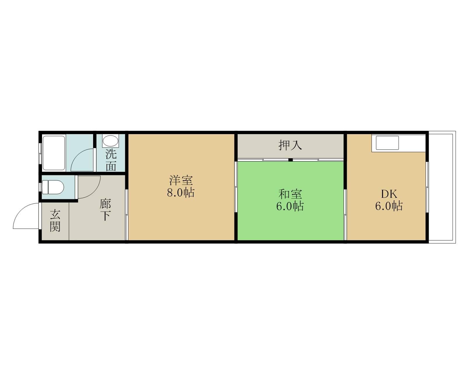 田中ハイツ(2DK/2階)の間取り写真