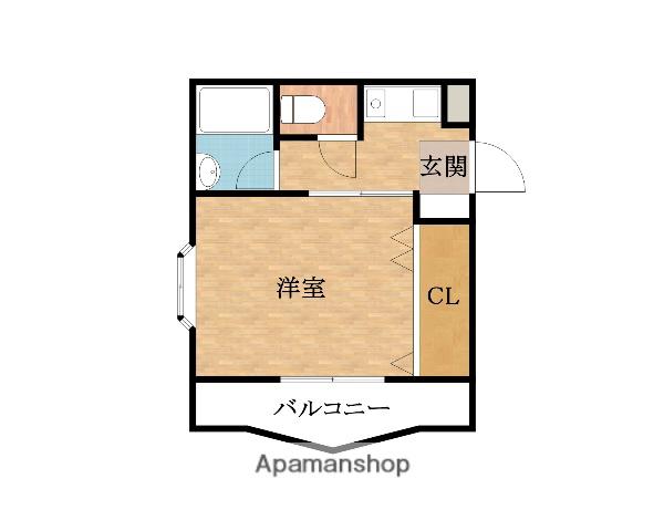 ヴェルナール若松(1K/2階)の間取り写真