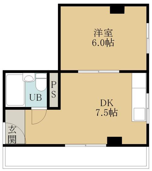 ポートライフマンション(1DK/5階)の間取り写真