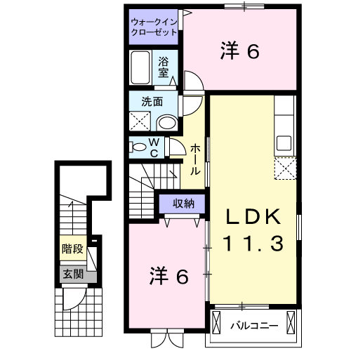 デーア3(2LDK/2階)の間取り写真