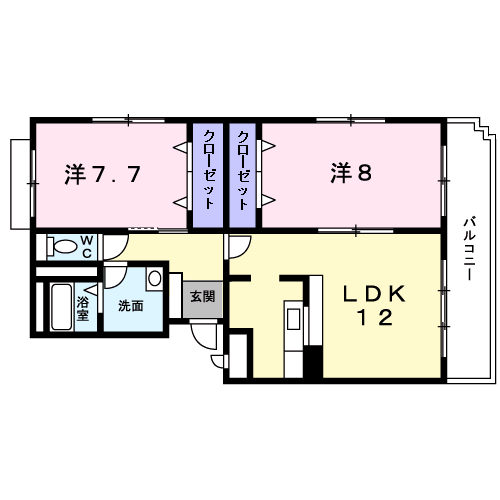フォレスタフィウーメ(2LDK/3階)の間取り写真