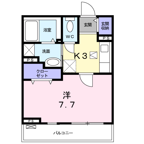 ル・レーヴ(1K/1階)の間取り写真