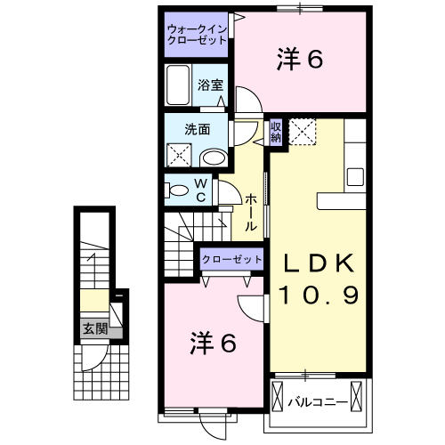 フィデール ハル(2LDK/2階)の間取り写真