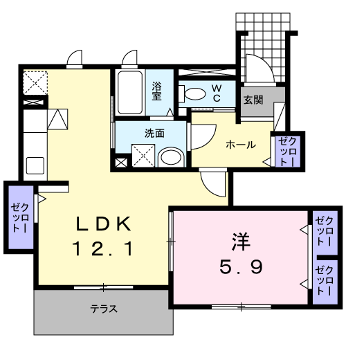 シェ モア Ⅰ番館(1LDK/1階)の間取り写真
