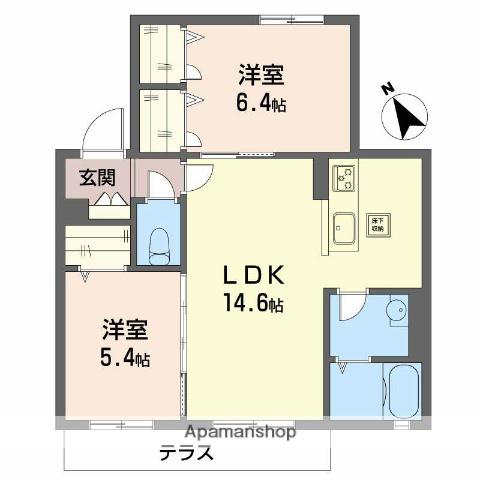 ミラコロカーサ(2LDK/1階)の間取り写真