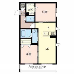 シャーメゾンパティオ(2LDK/2階)の間取り写真