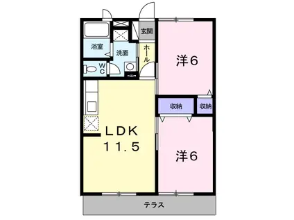 清風荘(2LDK/1階)の間取り写真