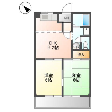 パレスさくらA(2DK/2階)の間取り写真