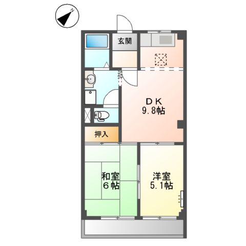 パレスさくらB(2DK/1階)の間取り写真