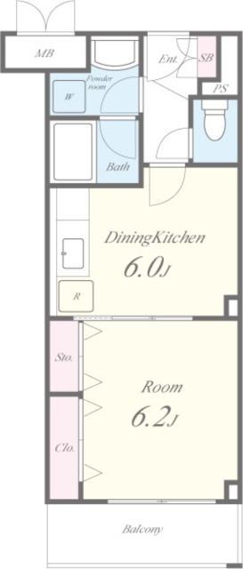 メゾンアズール(1DK/2階)の間取り写真