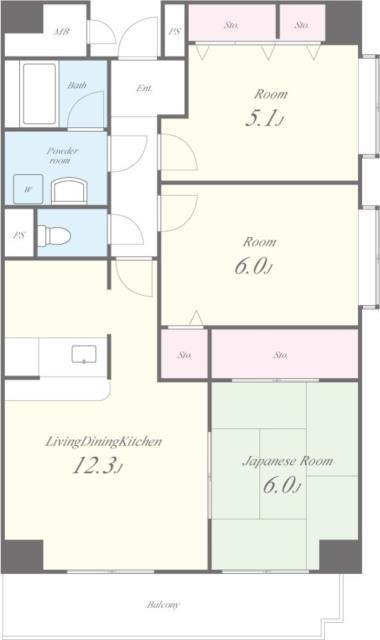 エルソレーユ(3LDK/2階)の間取り写真