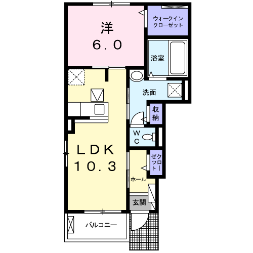 カーサ プレフェリータ(1LDK/1階)の間取り写真