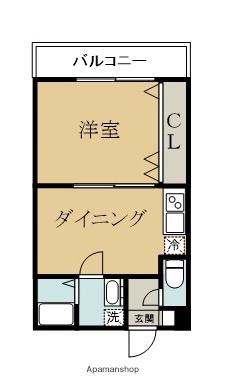 FELIZ岸和田(1DK/1階)の間取り写真
