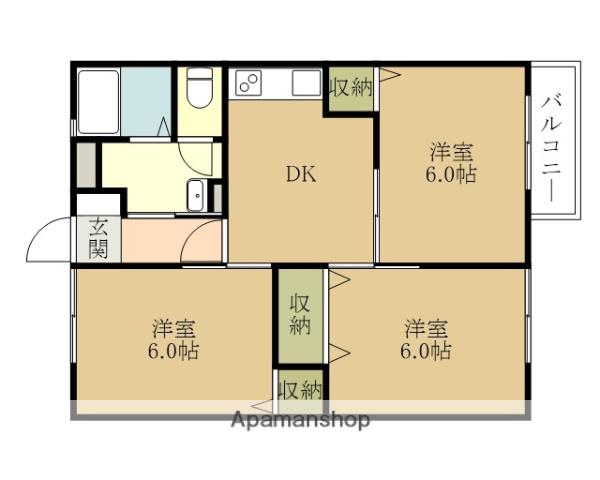 サーマイム脇浜(3DK/1階)の間取り写真