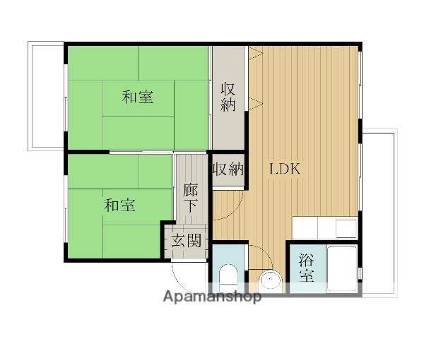 フラワリータウン二色の浜(2LDK/4階)の間取り写真
