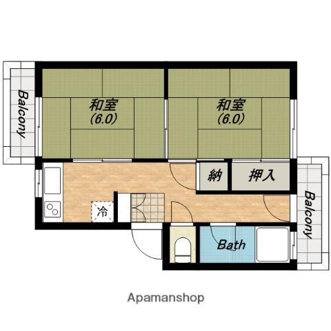 新金岡マンション(2K/1階)の間取り写真