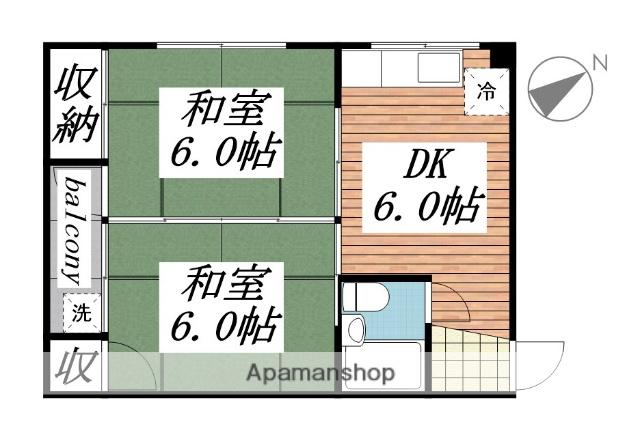 TWIN26(2DK/3階)の間取り写真