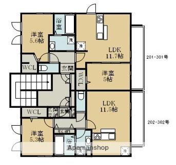 CONSOLARE(2LDK/2階)の間取り写真