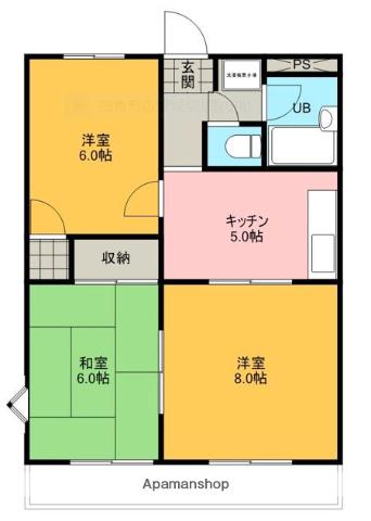 RICHウエストフィールド(3K/3階)の間取り写真