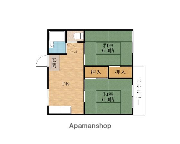 レインボー松本A棟(2DK/2階)の間取り写真