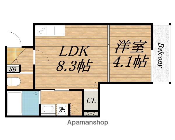 LULU香ヶ丘(1LDK/1階)の間取り写真
