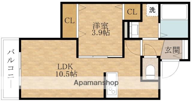 ジーメゾン岸和田スフィール(1LDK/3階)の間取り写真