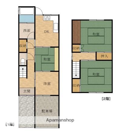 南海電鉄南海本線 和泉大宮駅 徒歩14分 2階建 築37年(4DK)の間取り写真
