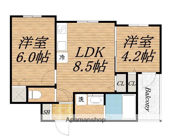 SOLARE石津川(2LDK/1階)の間取り写真