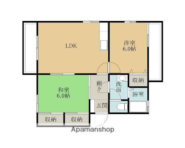 エクシード岸和田 C棟(2LDK/1階)の間取り写真