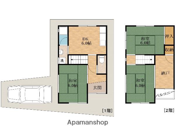 阪和線 久米田駅 徒歩35分 2階建 築50年(3SDK)の間取り写真