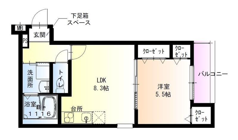 フジパレス春木駅北Ⅲ番館(1LDK/1階)の間取り写真