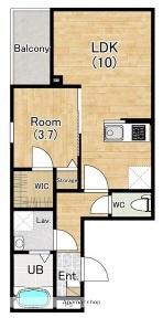 ジーメゾン和泉大宮ソル(1LDK/3階)の間取り写真