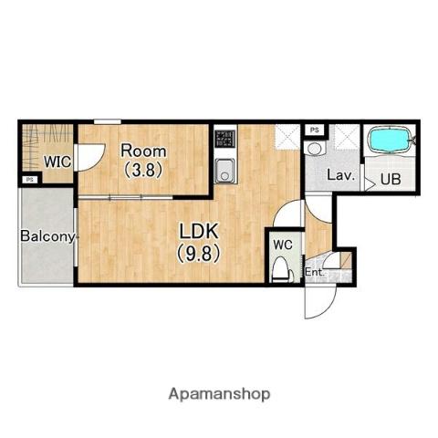 ジーメゾン岸和田グランシア (1LDK/1階)の間取り写真