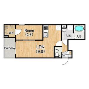 ジーメゾン岸和田グランシア (1LDK/2階)の間取り写真