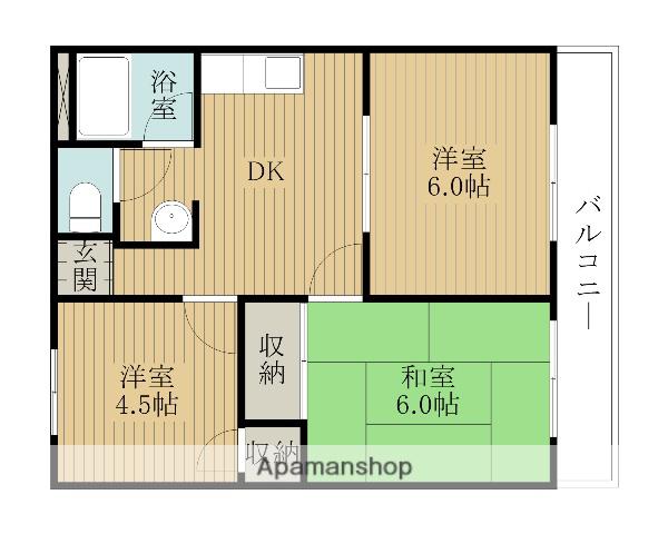 煌 壱番館(3DK/3階)の間取り写真