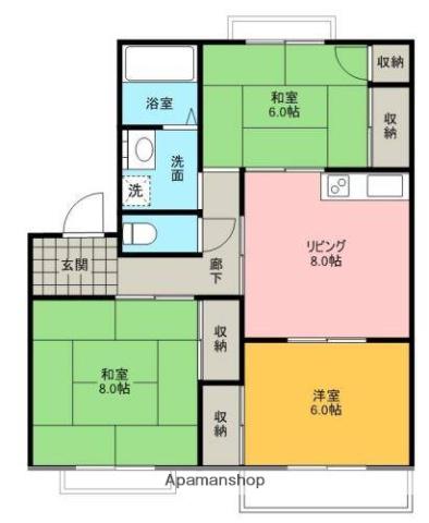 フレグランス川崎(3DK/2階)の間取り写真