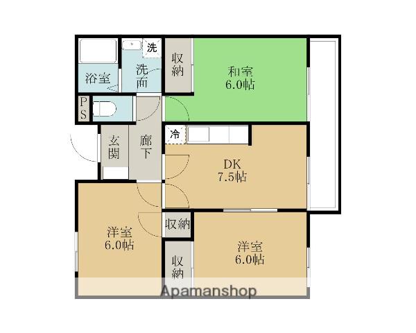 メゾン・ド・クレール(3DK/2階)の間取り写真