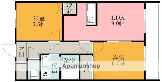 シェソワ・リヴェール(2LDK/1階)の間取り写真