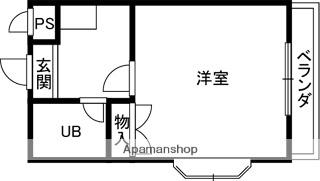 ヴェルナール春木(1K/1階)の間取り写真