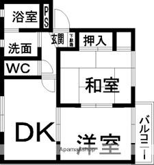コートボナールA棟(2DK/1階)の間取り写真