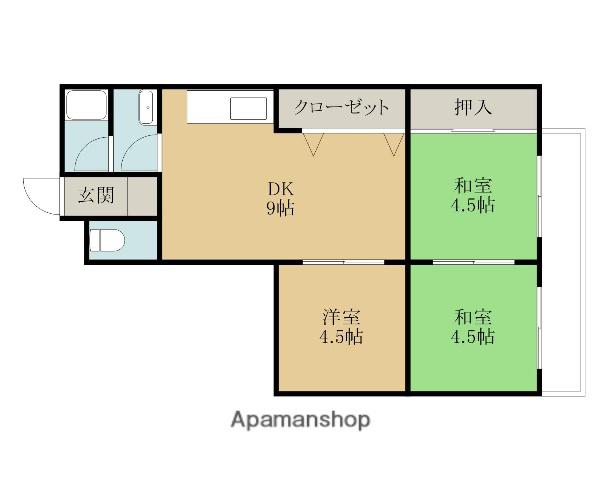 シャトー堺町(3DK/3階)の間取り写真