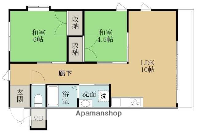 ウェルフェアー光明(2LDK/3階)の間取り写真