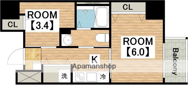 ディアコート宿屋町(1LDK/4階)の間取り写真