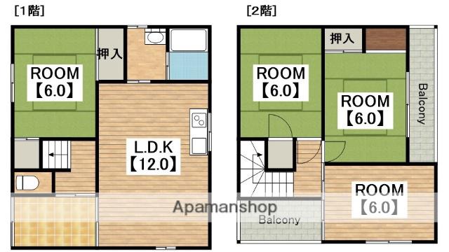 阪和線 上野芝駅 徒歩14分 2階建 築50年(4LDK)の間取り写真