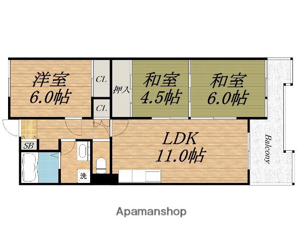 やかた南浜寺1(3LDK/1階)の間取り写真