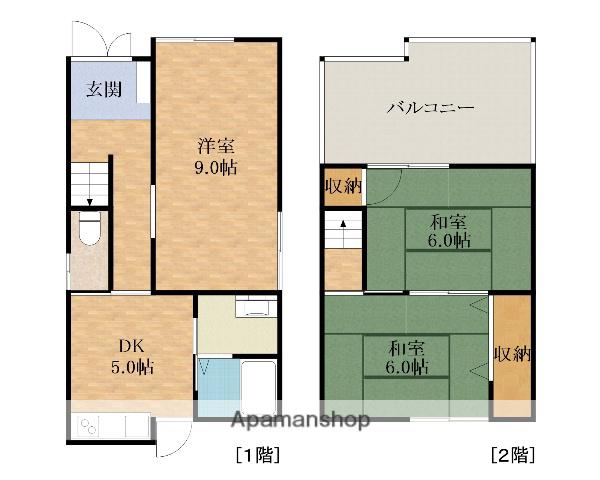 南海電鉄南海本線 忠岡駅 徒歩14分 2階建 築56年(3DK)の間取り写真